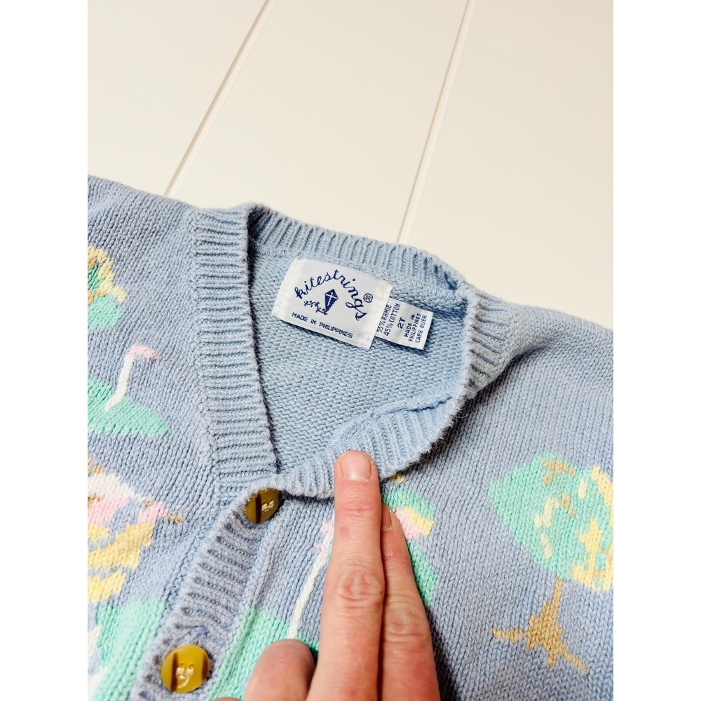 Vintage Kids Golf Theme Novelty Print Chunky Sweater Cardigan, Size 2T - Picture 9 of 11